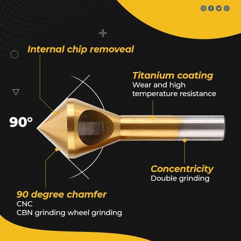 🔥Titanium Coated Countersink Chamfer Tool(4 PCS)-unitmotor™