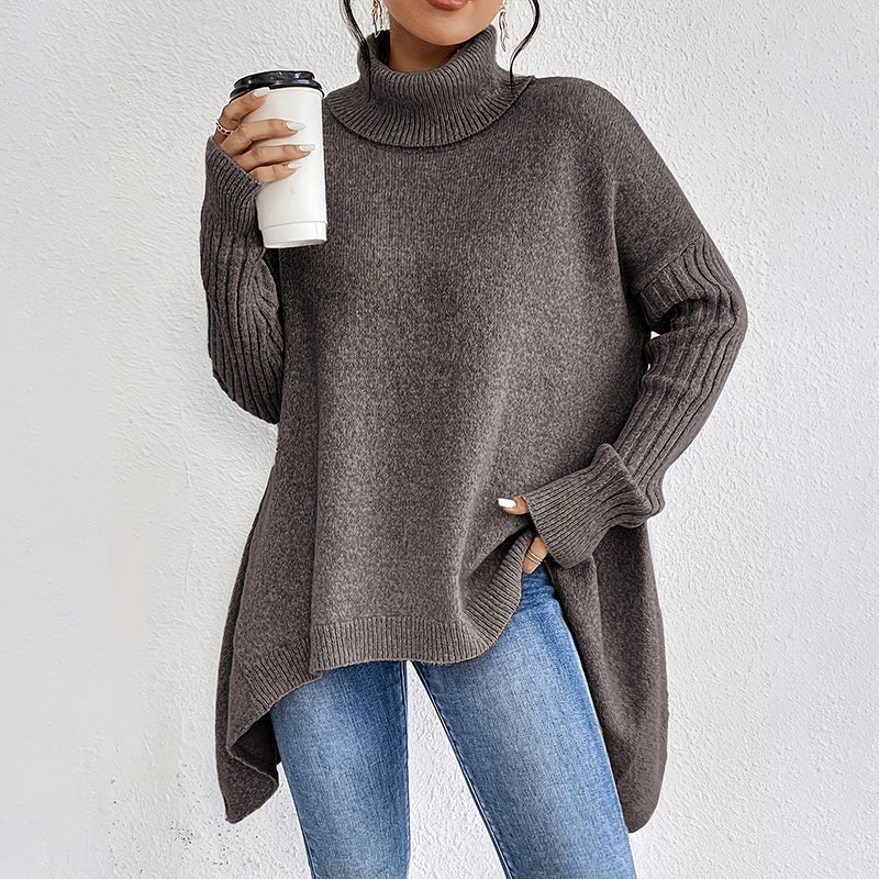 Women's solid color turtleneck sweater