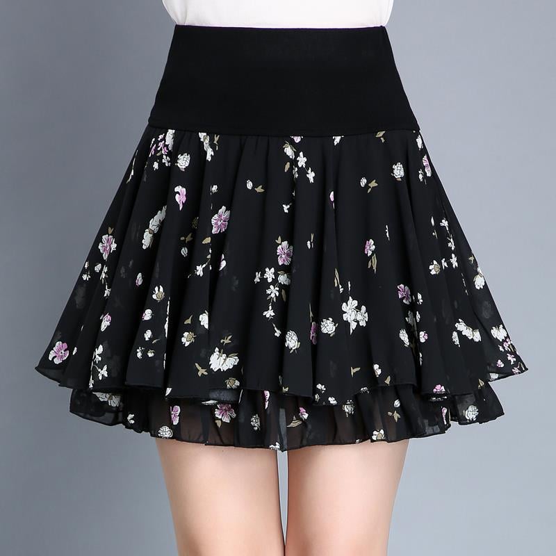 Pleated sarongchiffon floral skirt-unitmotor™