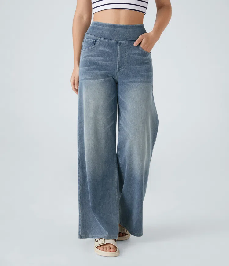 Quinn Super Stretch High-Waisted Wide Leg Jeans-unitmotor™