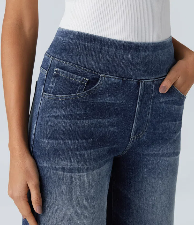 Quinn Super Stretch High-Waisted Wide Leg Jeans-unitmotor™