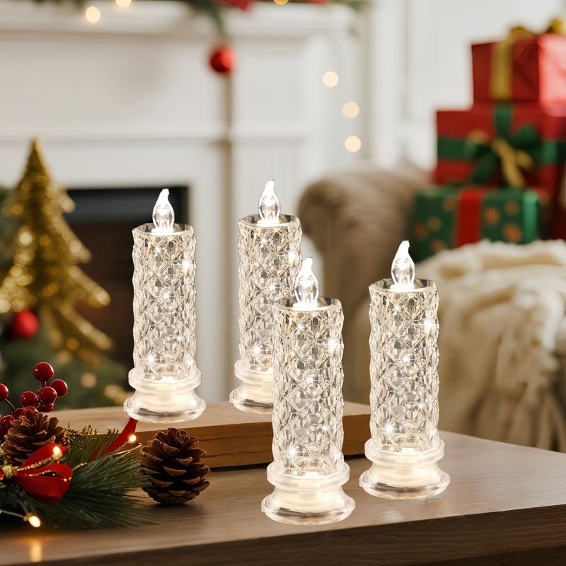 Set of 4 LED Crystal Candle Lights