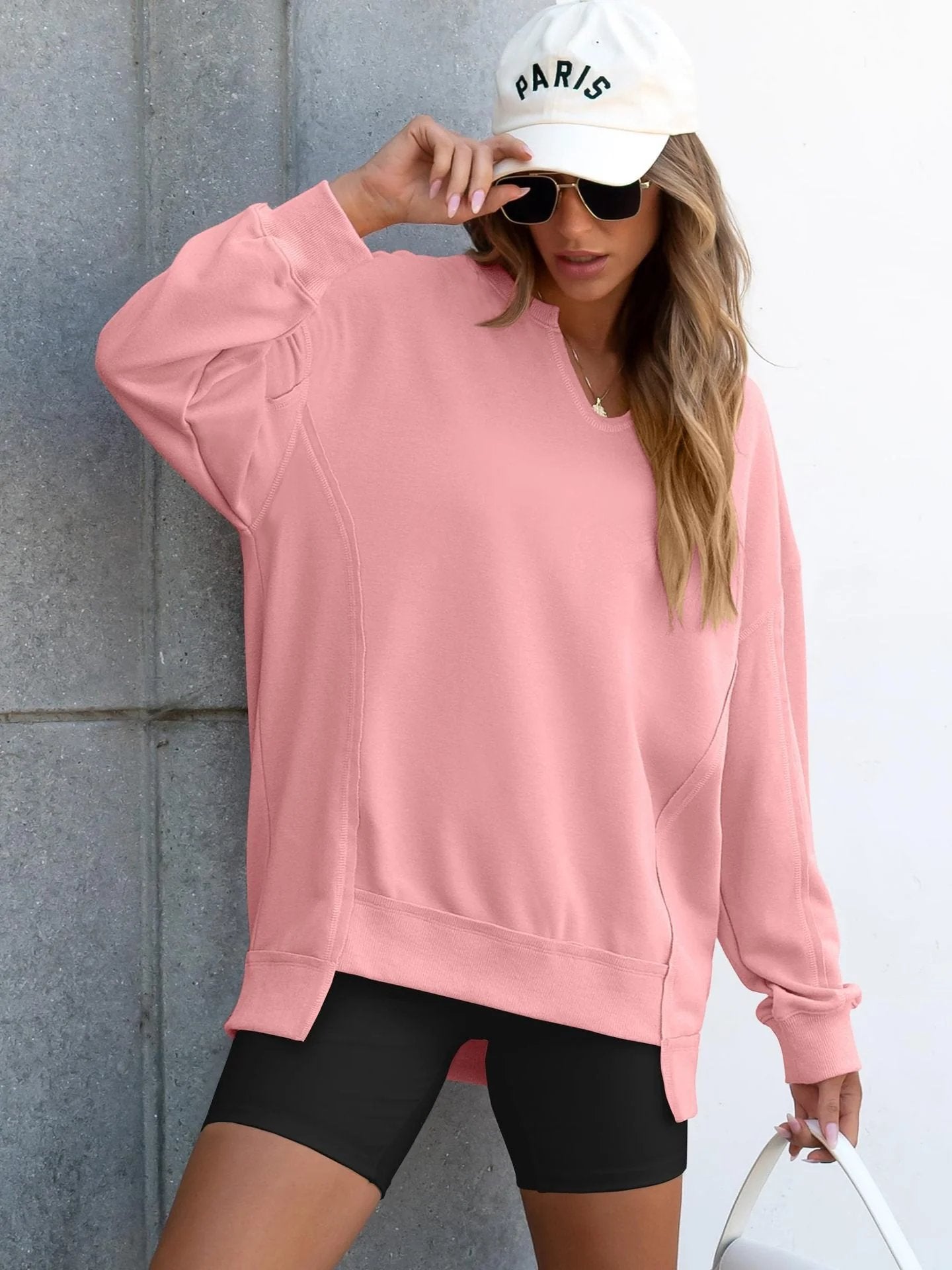 🔥Womens Oversized Sweatshirt V Neck Long Sleeve Tunic Lightweight Pullover