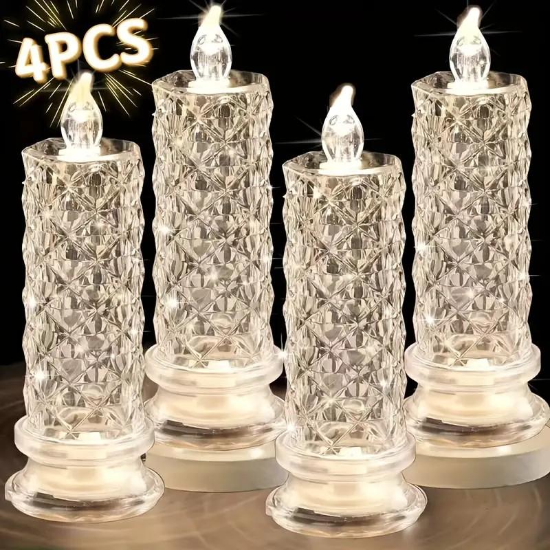 Set of 4 LED Crystal Candle Lights