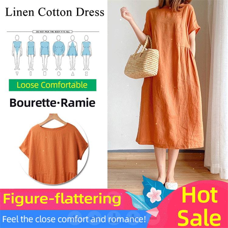 🔥HOT SALE🔥 Japanese Style Linen Cotton Dress(50%OFF)-unitmotor™