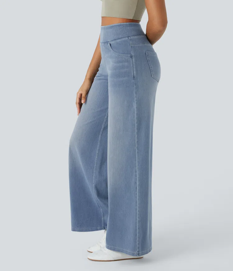 Quinn Super Stretch High-Waisted Wide Leg Jeans-unitmotor™