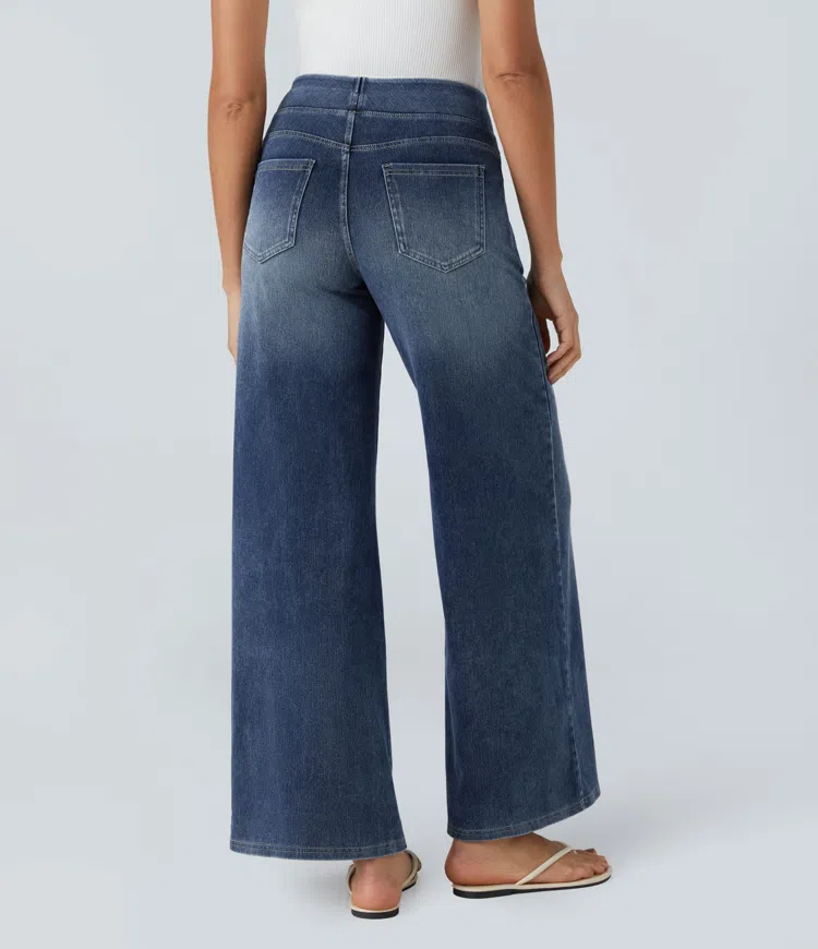 Quinn Super Stretch High-Waisted Wide Leg Jeans-unitmotor™