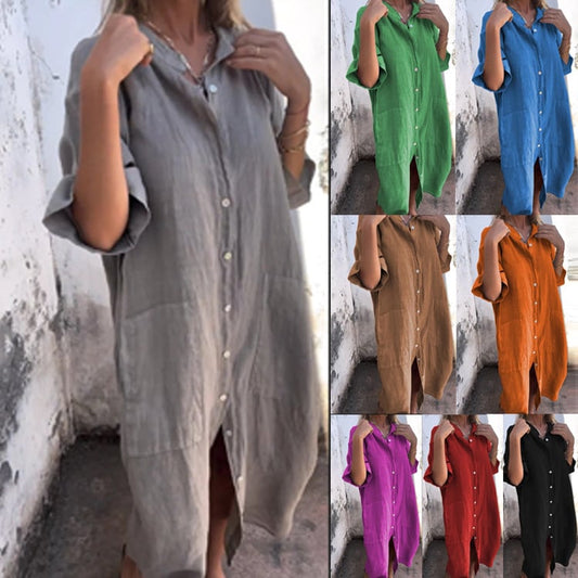 Shirt Style Casual Long Dress (Buy 2 Free Shipping)-unitmotor™