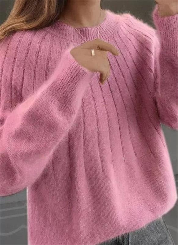 Cashmere Solid Color Fluffy Knitting Sweater-unitmotor™