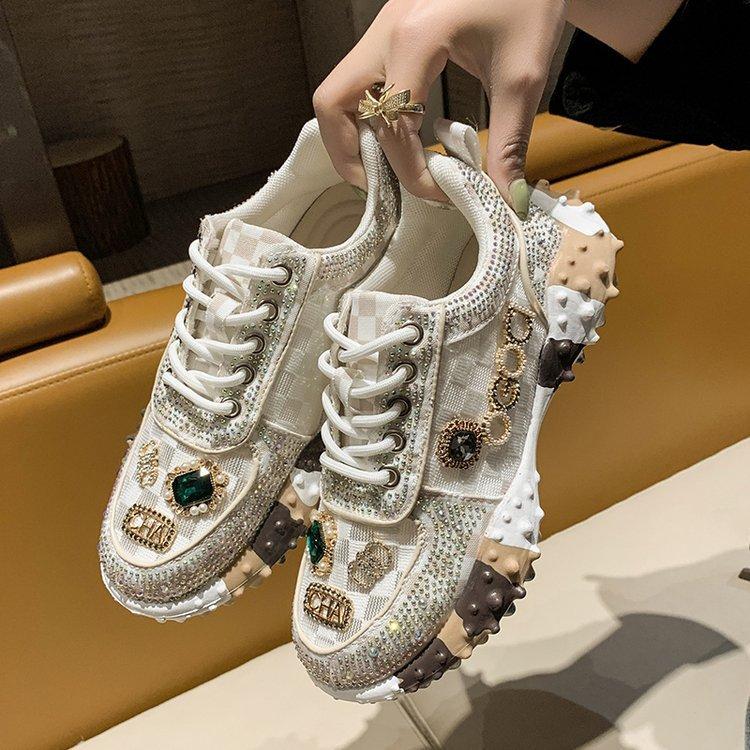 Flat mesh rhinestone sneakers-unitmotor™