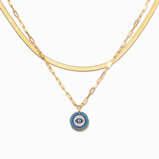 Pave Blue Evil Eye Necklace-unitmotor™