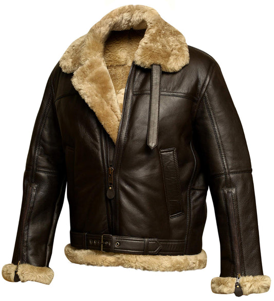 Aviator Bomber Jacket B3 Real Shearling Sheepskin Leather-unitmotor™