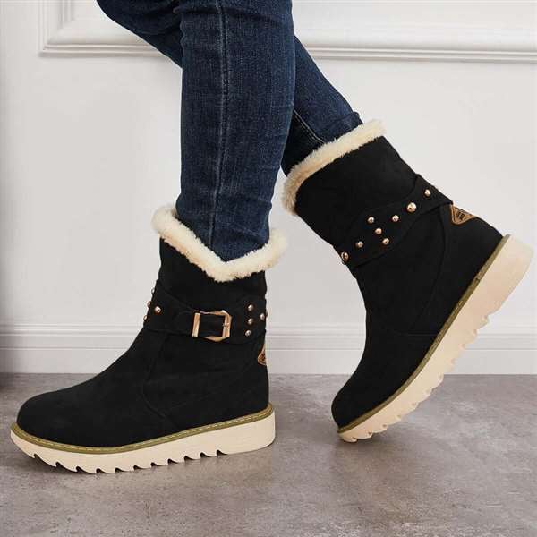 Women Winter Boots Snow Ankle Boots Warm Fur Lined Slip on Booties-unitmotor™