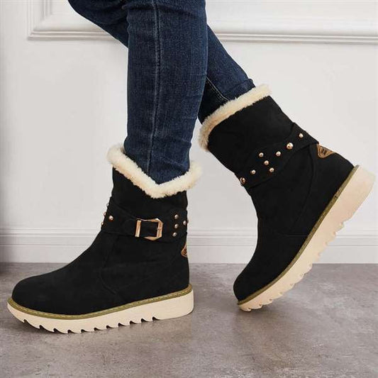 Women Winter Boots Snow Ankle Boots Warm Fur Lined Slip on Booties-unitmotor™