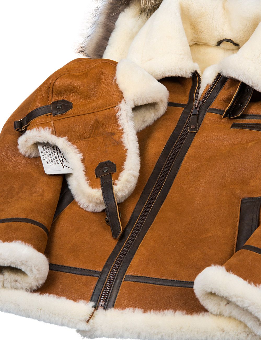 BOMBER B-3 SHEEPSKIN JACKET HOODED WHISKEY[FREE SHIPPING TODAY]-unitmotor™