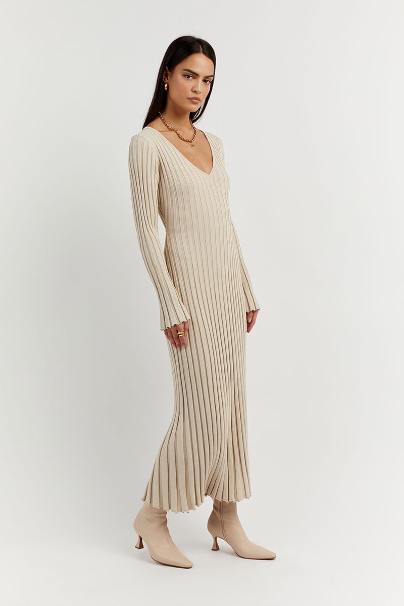 Long Sleeved Knit Midi Dress-unitmotor™