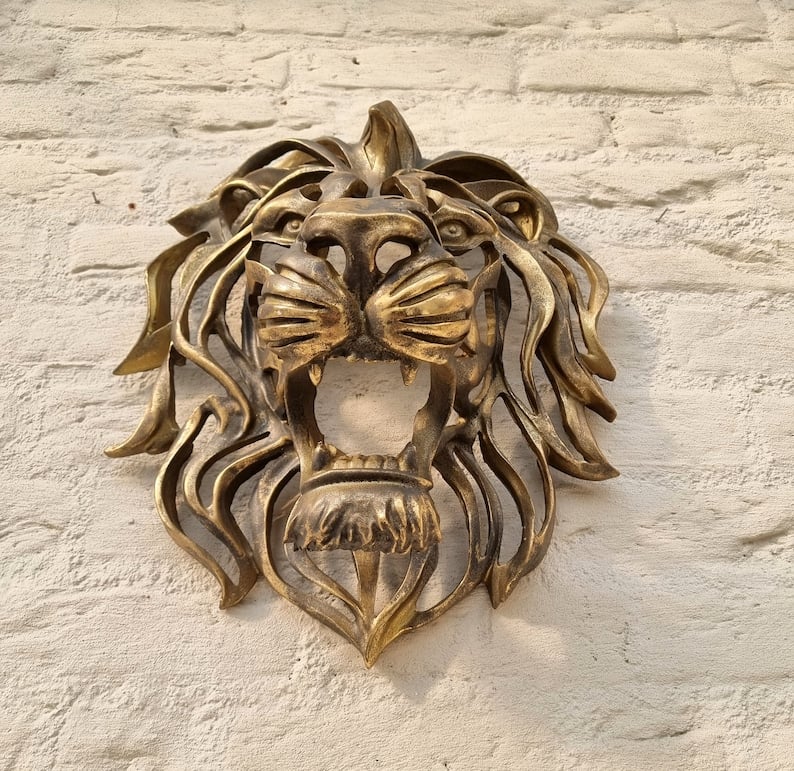 🦁Rare Find-Large Lion Head Wall Mounted Art Sculpture🎁-unitmotor™