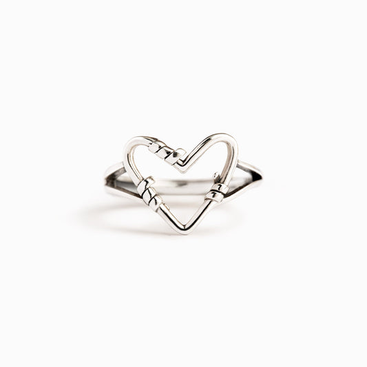 Sterling Silver Heart Wire Ring-unitmotor™
