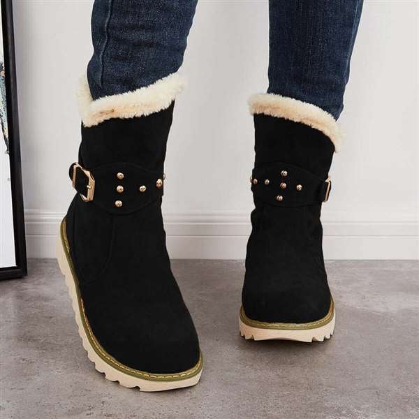 Women Winter Boots Snow Ankle Boots Warm Fur Lined Slip on Booties-unitmotor™