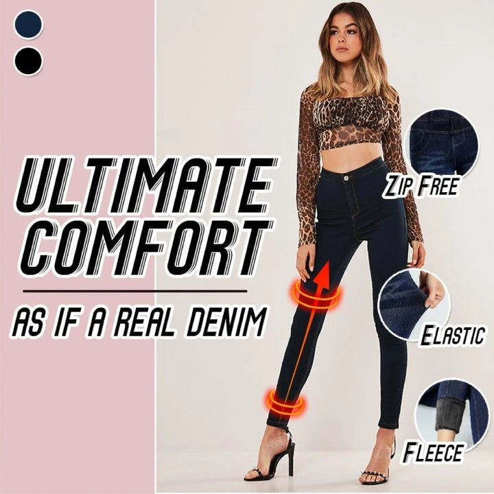 Thermal Fleece Denim Jeggings-unitmotor™