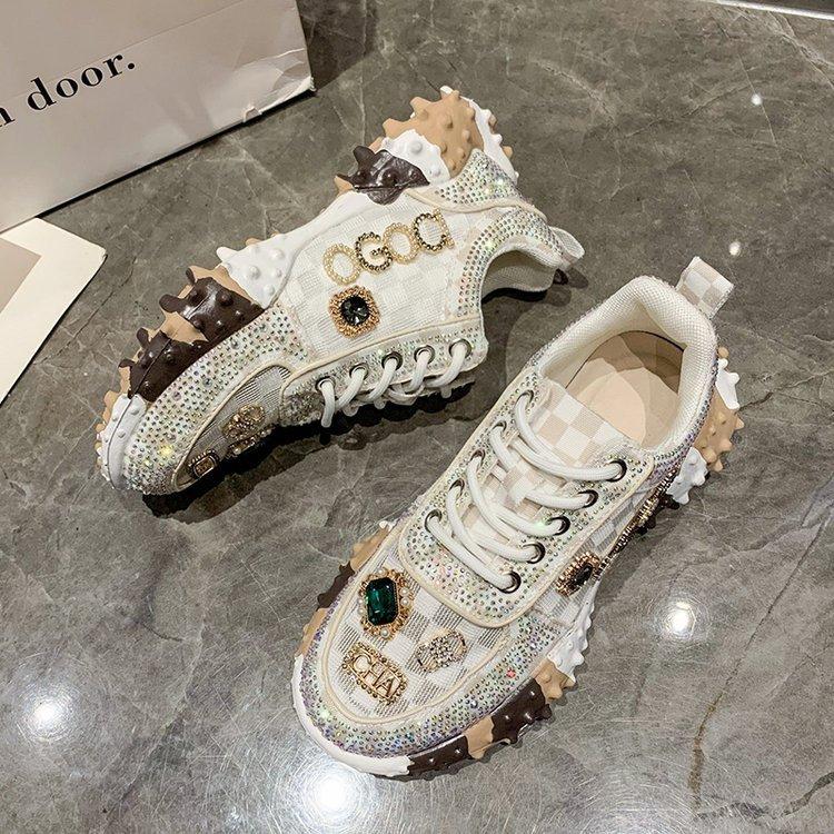 Flat mesh rhinestone sneakers-unitmotor™