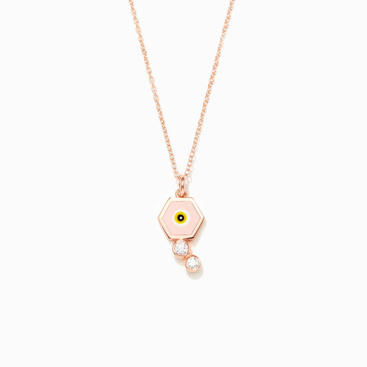 Hexagon Enamel Evil Eye Necklace-unitmotor™