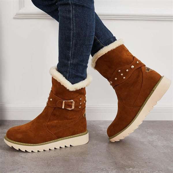 Women Winter Boots Snow Ankle Boots Warm Fur Lined Slip on Booties-unitmotor™