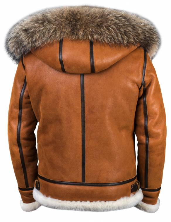 BOMBER B-3 SHEEPSKIN JACKET HOODED WHISKEY[FREE SHIPPING TODAY]-unitmotor™