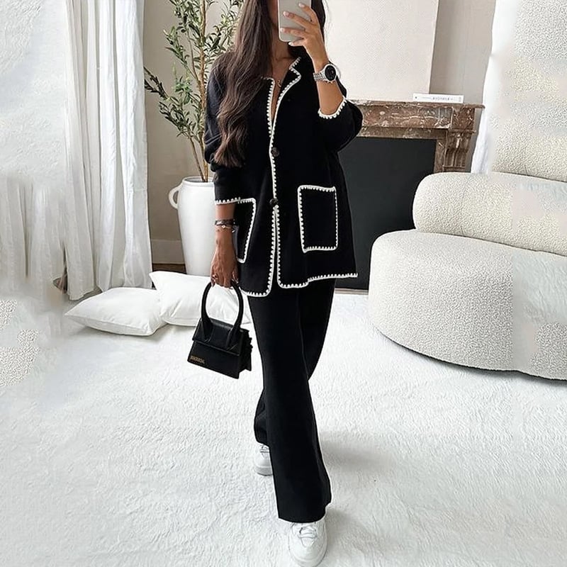 Edge Decorated Jacket & Casual Pants Two-piece Set-FREE SHIPPING-unitmotor™