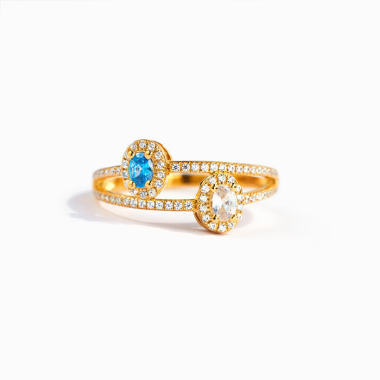 Two Birthstones Double Band Ring-unitmotor™