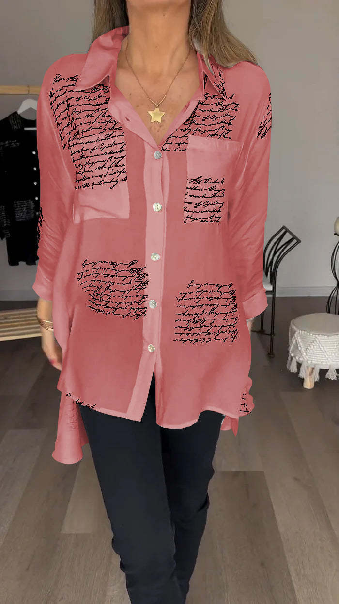 Letter Print Fashion Lapel Shirt (Buy 2 Free Shipping)-unitmotor™