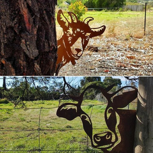 Outdoor Garden Farm Peeping Goat Metal Artwork Indoor Decoration-unitmotor™