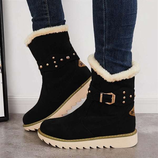 Women Winter Boots Snow Ankle Boots Warm Fur Lined Slip on Booties-unitmotor™