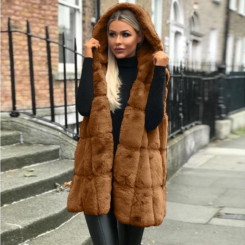 Hooded Jacket Faux Fur Ladies Vest CardiganBUY 2 FREE SHIPPING💕-unitmotor™