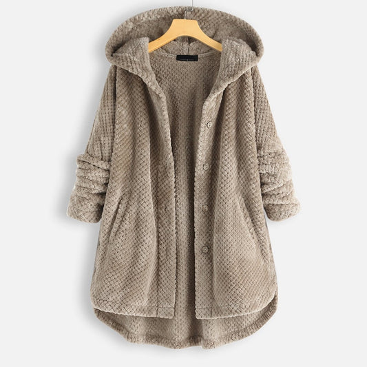 Women Vintage Solid Long Sleeve Hoodie Double Sided Fleece Coat-unitmotor™