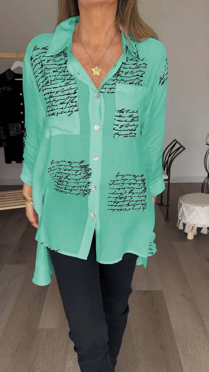 Letter Print Fashion Lapel Shirt (Buy 2 Free Shipping)-unitmotor™