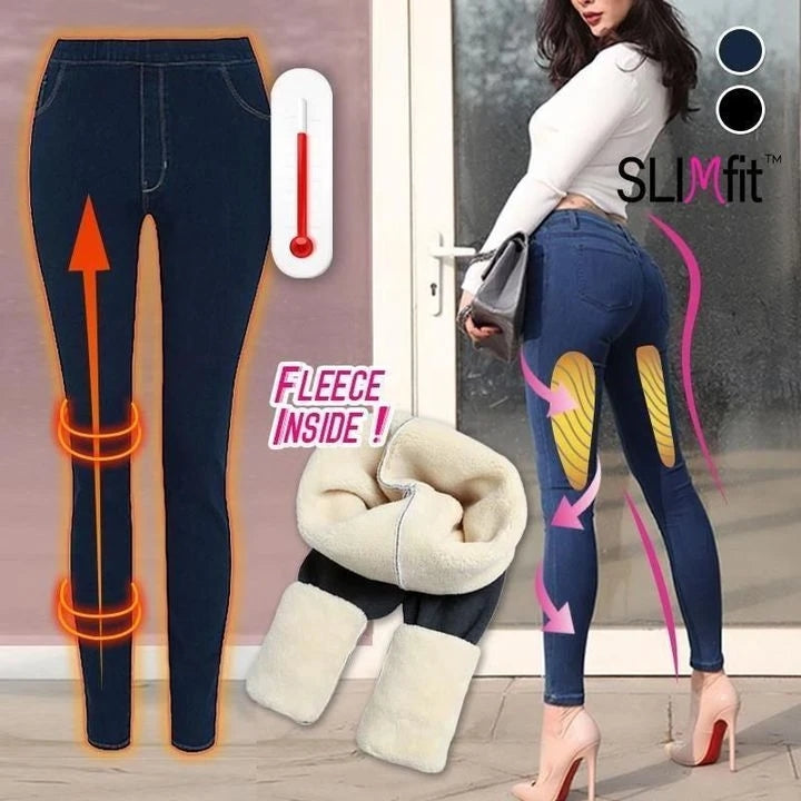 Thermal Fleece Denim Jeggings-unitmotor™