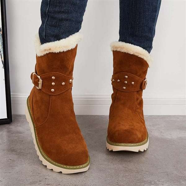 Women Winter Boots Snow Ankle Boots Warm Fur Lined Slip on Booties-unitmotor™