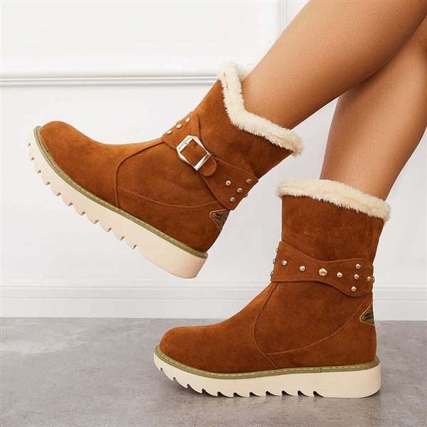 Women Winter Boots Snow Ankle Boots Warm Fur Lined Slip on Booties-unitmotor™