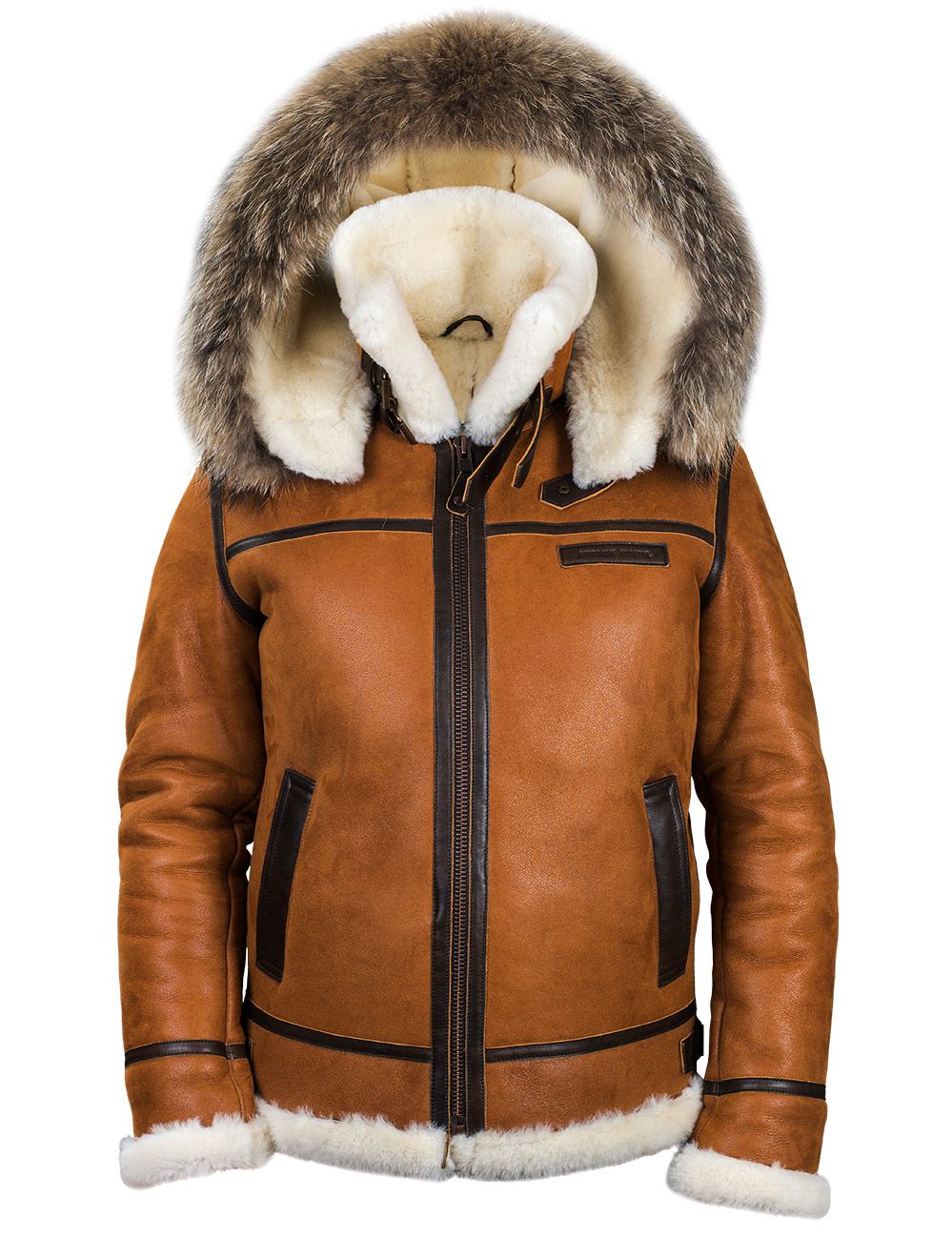 BOMBER B-3 SHEEPSKIN JACKET HOODED WHISKEY[FREE SHIPPING TODAY]-unitmotor™