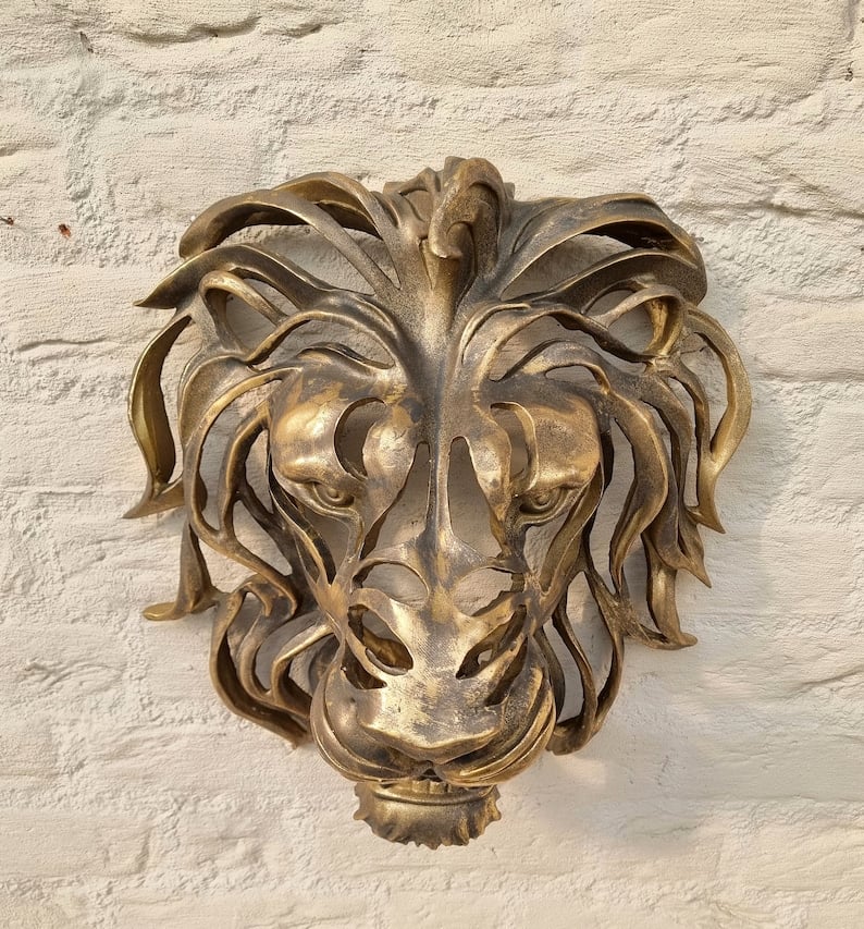 🦁Rare Find-Large Lion Head Wall Mounted Art Sculpture🎁-unitmotor™