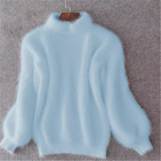 Loose Solid Color Knit Sweater - Vintage Angora Sweater-unitmotor™