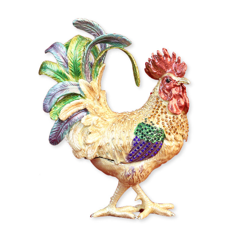 Pure Handmade Metal Enamel Color Craft Lucky Chicken Storage Box Jewelry Box-unitmotor™