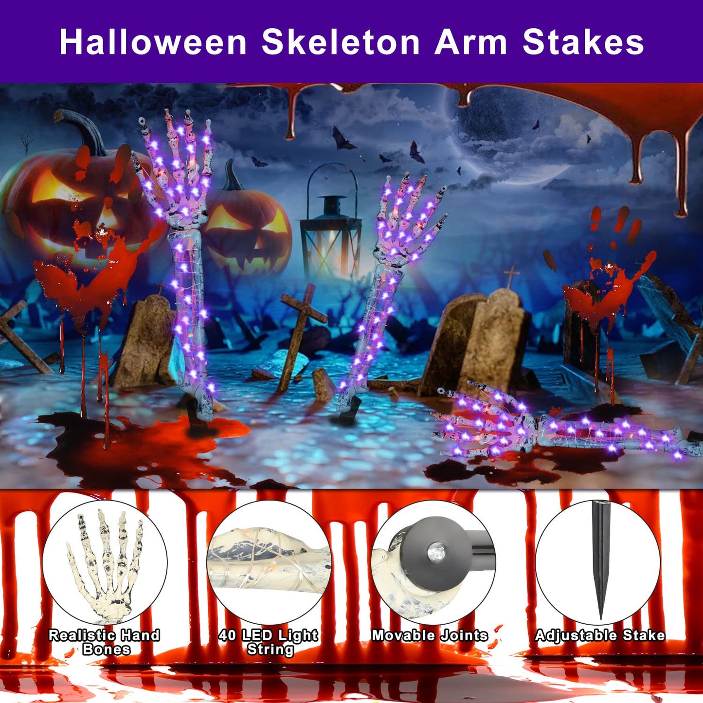 unitmotor™-Halloween Decorations, Realistic Skeleton Arm Stakes