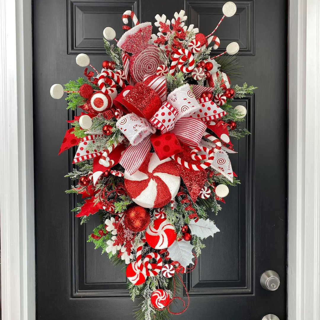 🔥Early Christmas Sale🍭Candy Cane Christmas Wreath🍭-unitmotor™