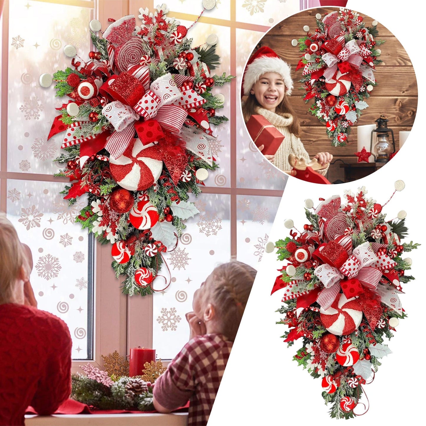 🔥Early Christmas Sale🍭Candy Cane Christmas Wreath🍭-unitmotor™