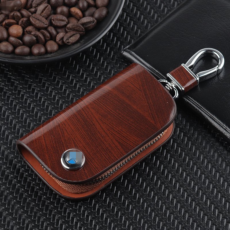 🔥Limited Time Hot Sale🔥Car Logo Leather Wood Grain Car Key Case-unitmotor™