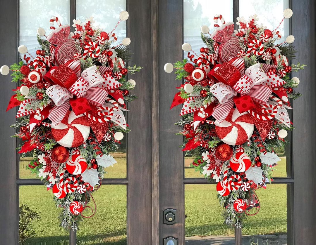 🔥Early Christmas Sale🍭Candy Cane Christmas Wreath🍭-unitmotor™