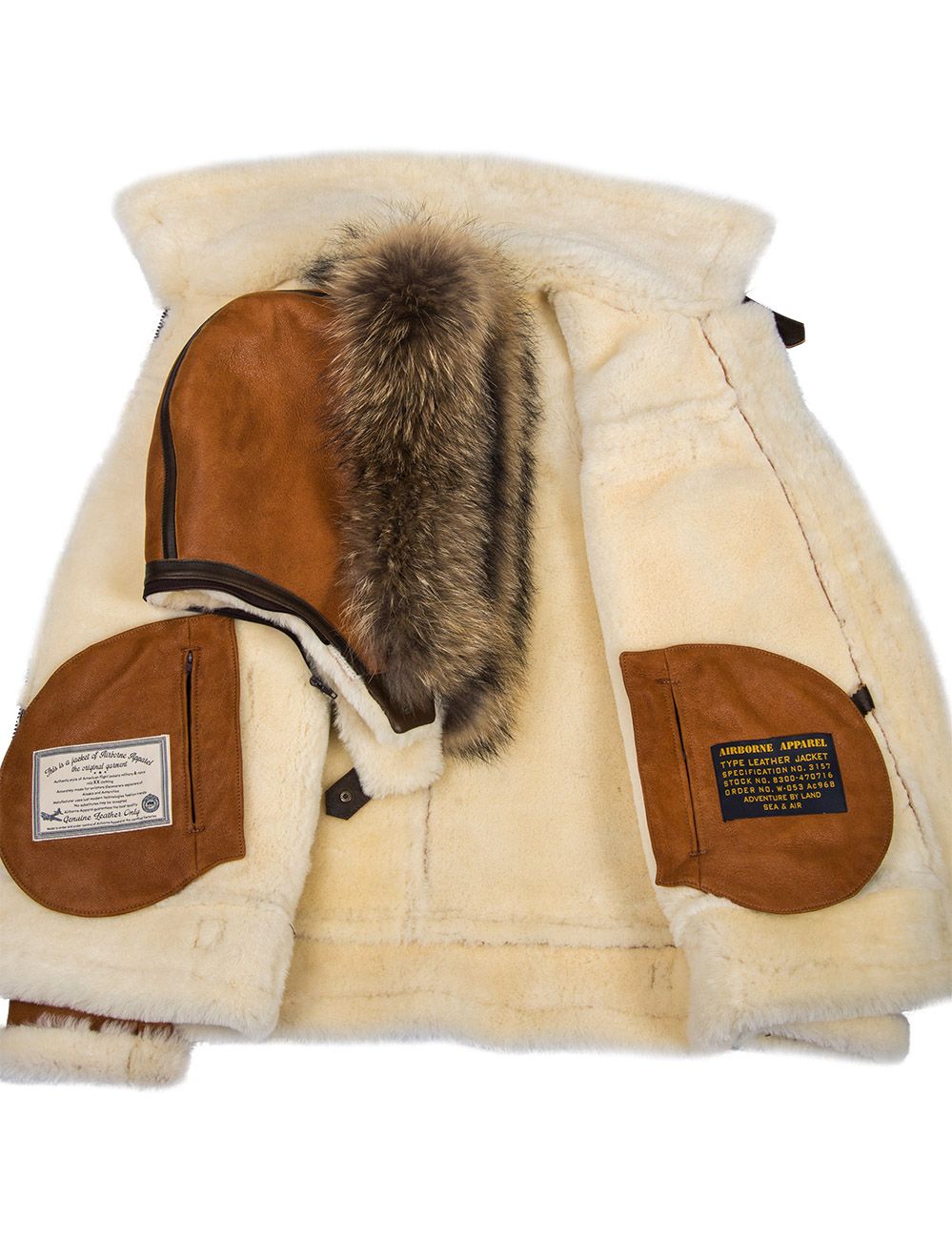 BOMBER B-3 SHEEPSKIN JACKET HOODED WHISKEY[FREE SHIPPING TODAY]-unitmotor™