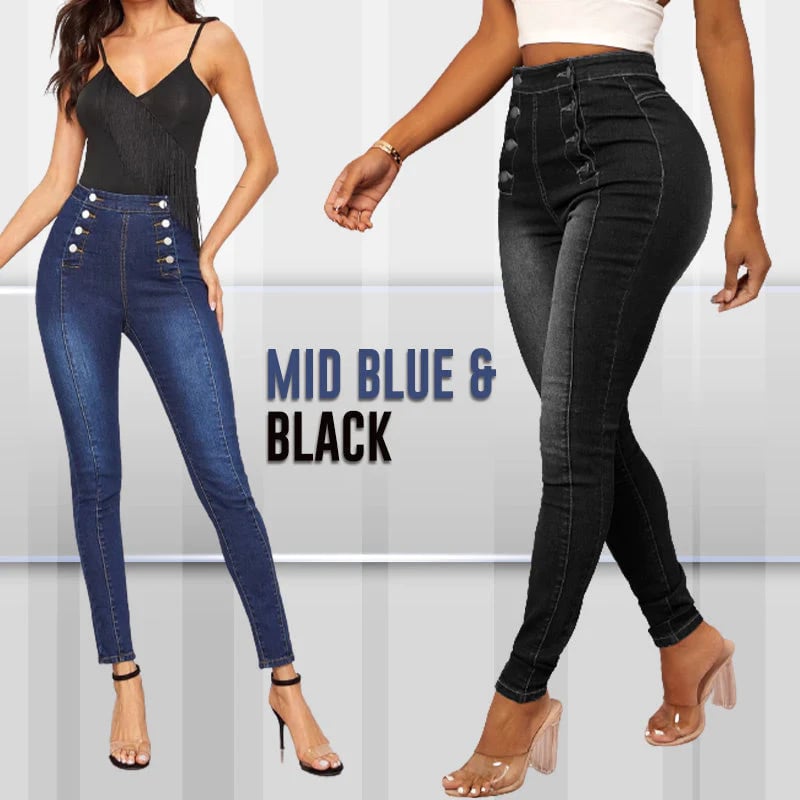 💥Double Breasted High Waist Skinny Jeans-unitmotor™